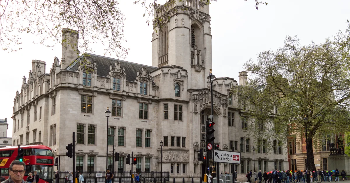 The east facade of the Middlesex Guildhall, home of the UK Supreme Court, Parliament Square, London.