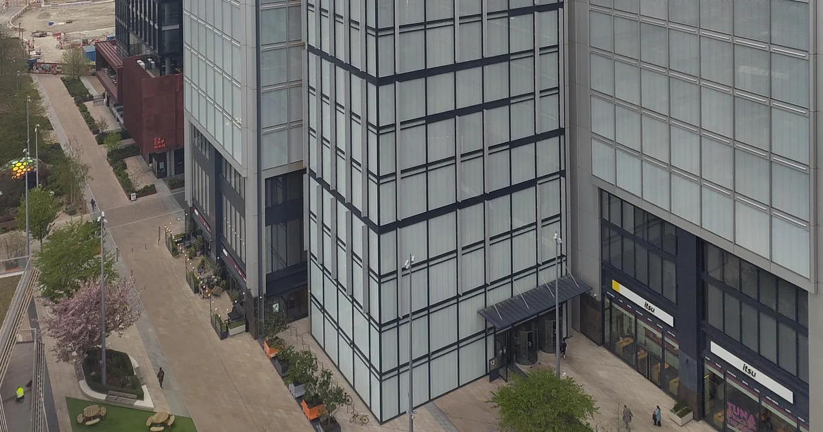 12 Endeavour Square, Stratford, the FCA's head office, photographed from above, April 2026.