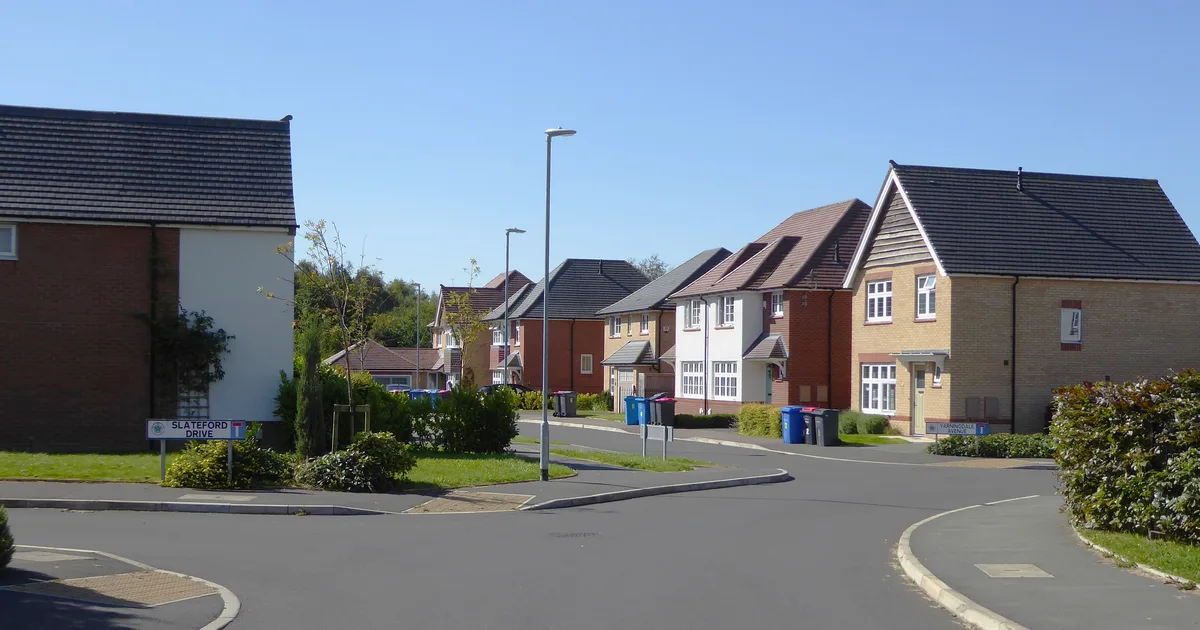 A modern housing estate under construction in Salford, Greater Manchester.