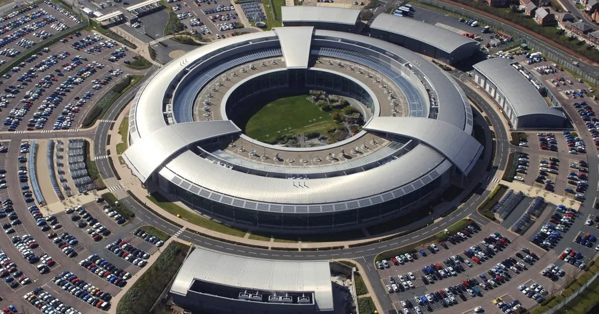 An aerial view of the GCHQ headquarters building, known as the Doughnut, in Cheltenham, Gloucestershire, which houses the National Cyber Security Centre.