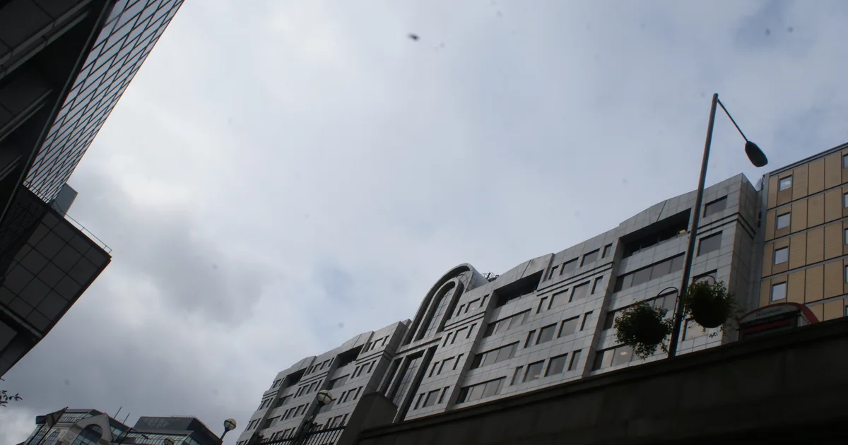 Riverside House, Bankside, London, headquarters of Ofcom, viewed from the path beside Southwark Bridge.