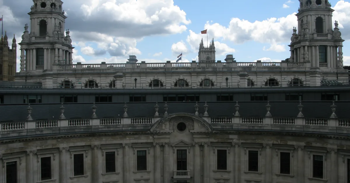 Government Offices Great George Street, the building housing the Department for Digital, Culture, Media and Sport at 100 Parliament Street, London, seen from Parliament Square.